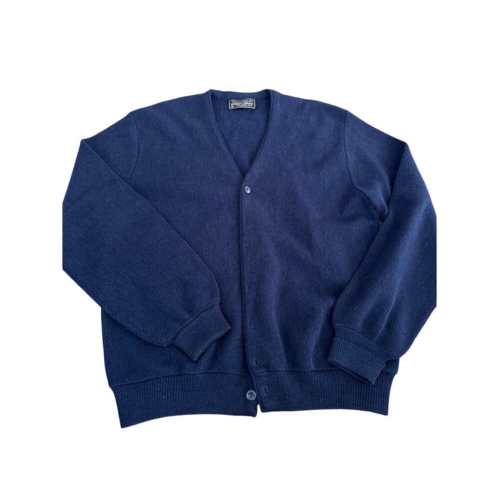 Vintage Arnold Palmer Robert Bruce Men's Blue Cardigan Sweater Size Large Tall
